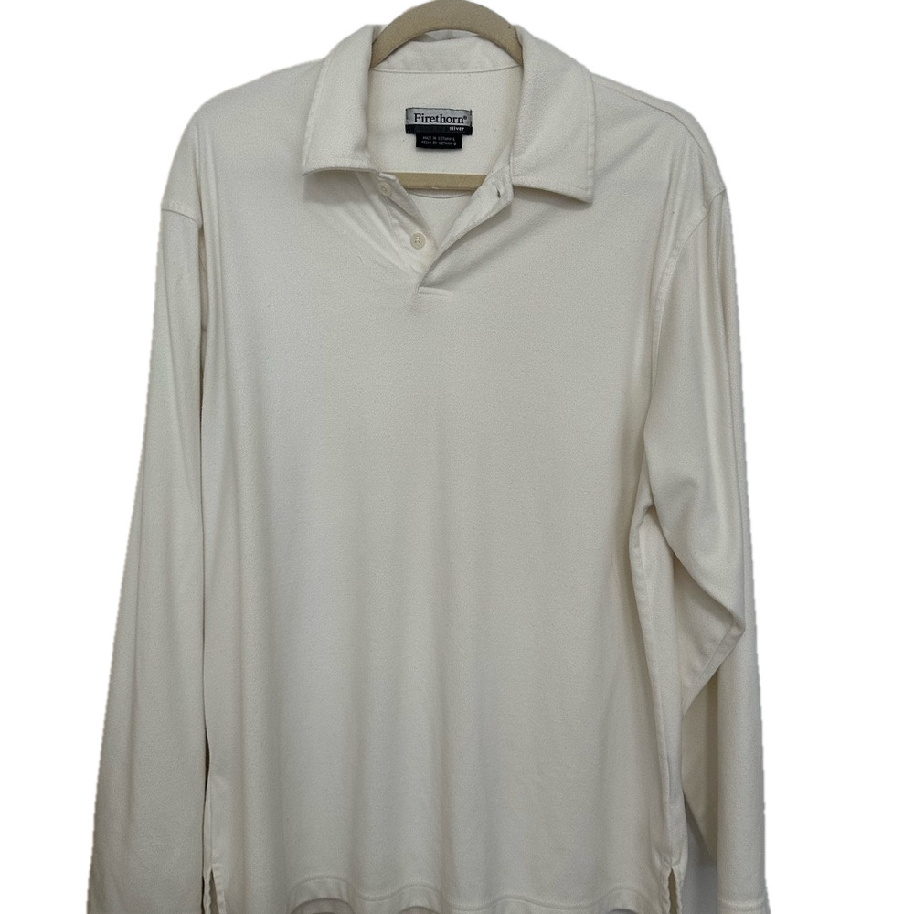 Firethorn Silver Super Soft Cream Men's Button V-Neck